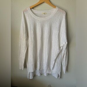 Eileen Fisher L white long sleeve sweater top